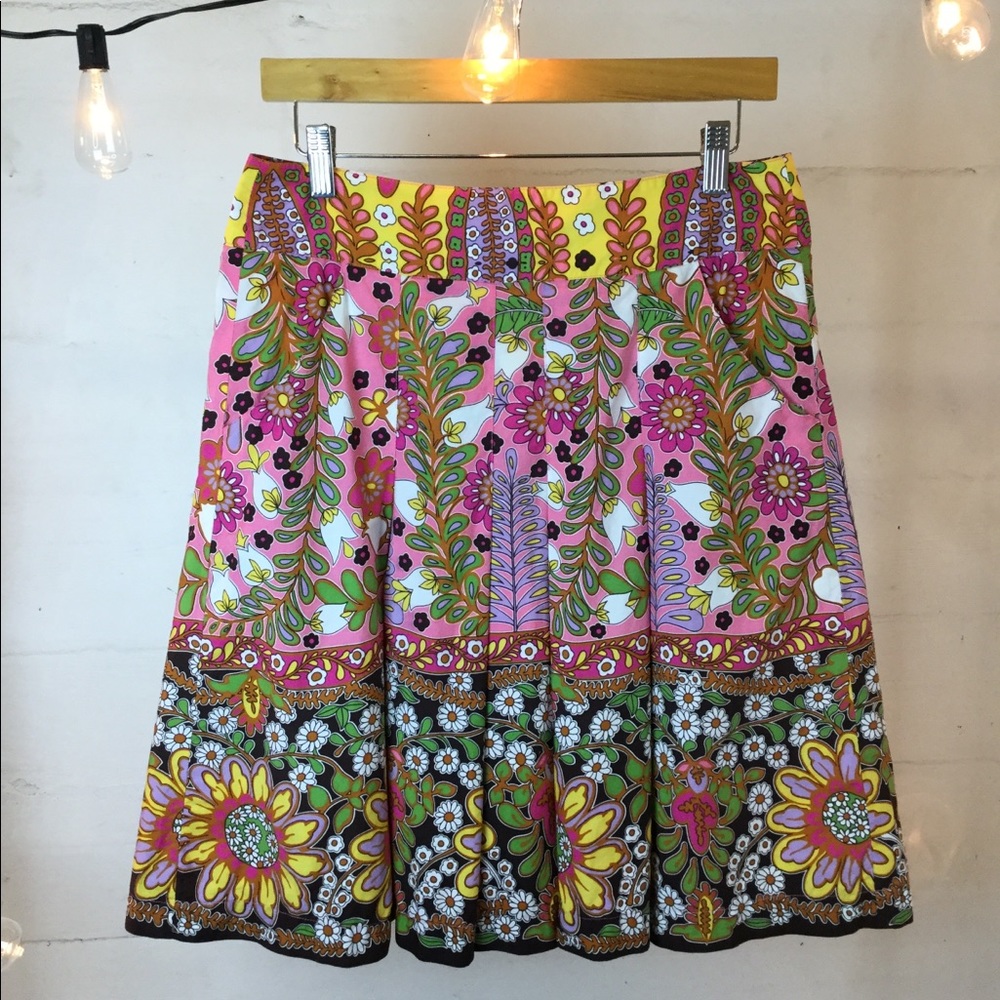 Cabi Pleated Flower Skirt Happy Spring Boho Sz 4